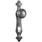 Kép 1/3 - CORTINA ajtósilt fix, nem forgatható gombbal, biztonsági záras lyukkal, galvanizált, ezüst antik lakkozott (844)