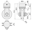 Harmónika kapu görgő, forgó konzollal, csapágyas