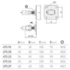 Perselyes forgáspont, csavarozható, állítható, beépítés a kapukeretbe idommal (30x30mm vagy 40x40mm)