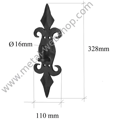 Kovácsolt forgáspont 15.200 és 15.201 ajtópántokhoz, masszív, festetlen (064/B)