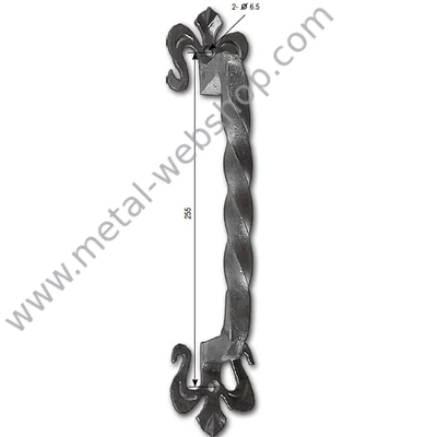 Kovácsoltvas ajtófogantyú, csavart, festetlen (660/H)