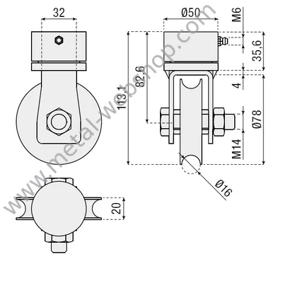 Harmónika kapu görgő, forgó konzollal, csapágyas