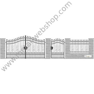 DUNA kovácsoltvas nagy-és kiskapu, kerítésmező