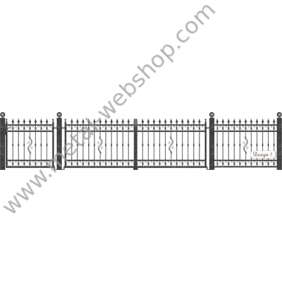 VELENCE kovácsoltvas nagy-és kiskapu, kerítésmező