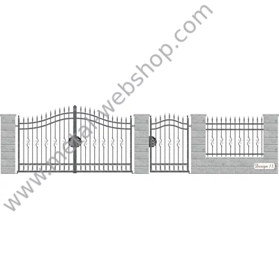 VELENCE kovácsoltvas nagy-és kiskapu, kerítésmező