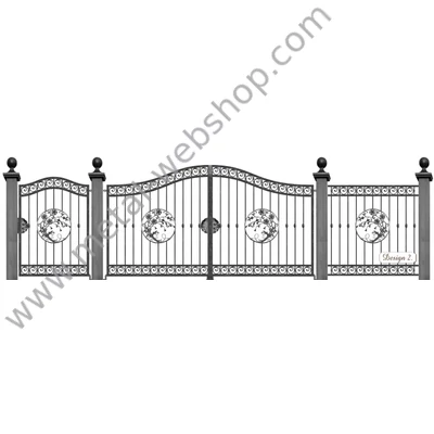 HÉVÍZ kovácsoltvas nagy-és kiskapu, kerítésmező