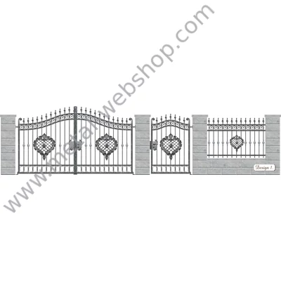 SZÉPASSZONY kovácsoltvas nagy-és kiskapu, kerítésmező