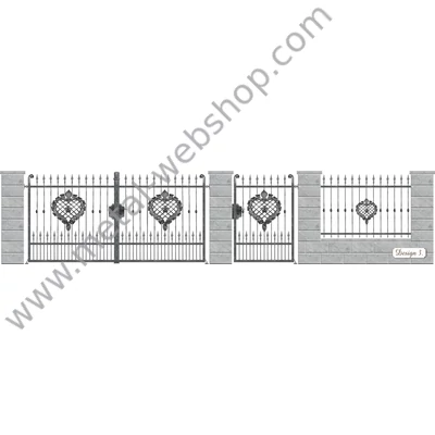 SZÉPASSZONY kovácsoltvas nagy-és kiskapu, kerítésmező