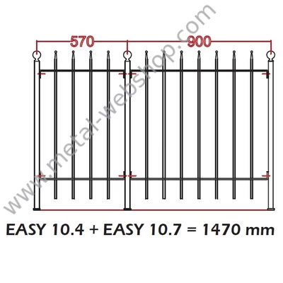 EASY10.7 kovácsoltvas kerítésmező standard méretekben gyártva