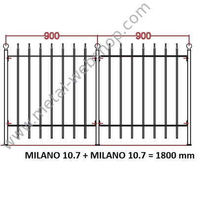MILANO10 kovácsoltvas kerítésmező standard méretekben gyártva