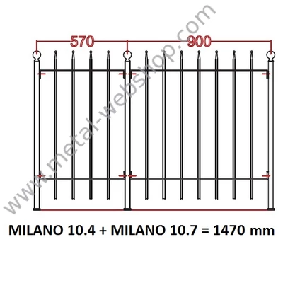 MILANO10 kovácsoltvas kerítésmező standard méretekben gyártva