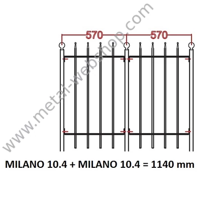 MILANO10 kovácsoltvas kerítésmező standard méretekben gyártva