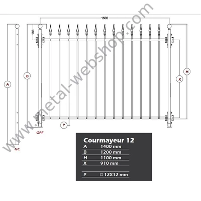 COURMAYEUR kovácsoltvas kerítésmező standard méretben gyártva