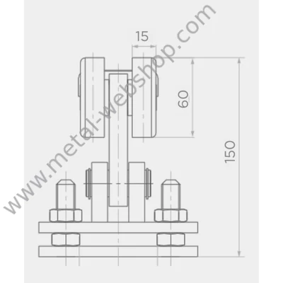 Úszókapu görgő szett (max. 5.0 m / 300 Kg), sínpálya (70x70x4mm) külön rendelhető